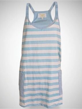 Simply Southern Striped Tank Dress XL Blue White Casual Summer Beach Cover Up